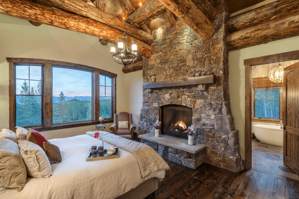 Rustic Master Bedroom - Mountain Living in Big Sky, Montana