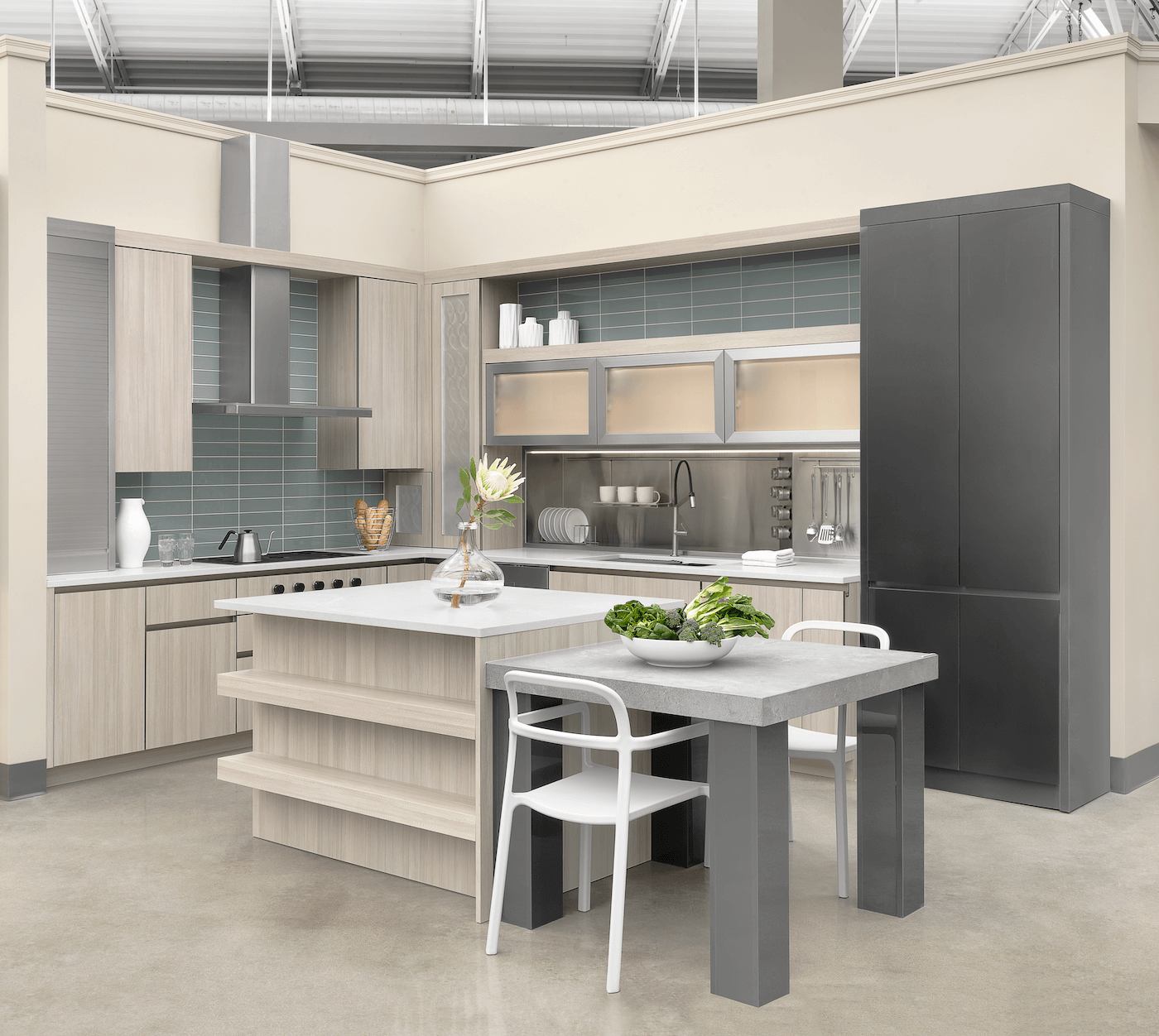 Neutral Kitchen, Modern Display at Beck/Allen Cabinetry in St. Louis, Missouri