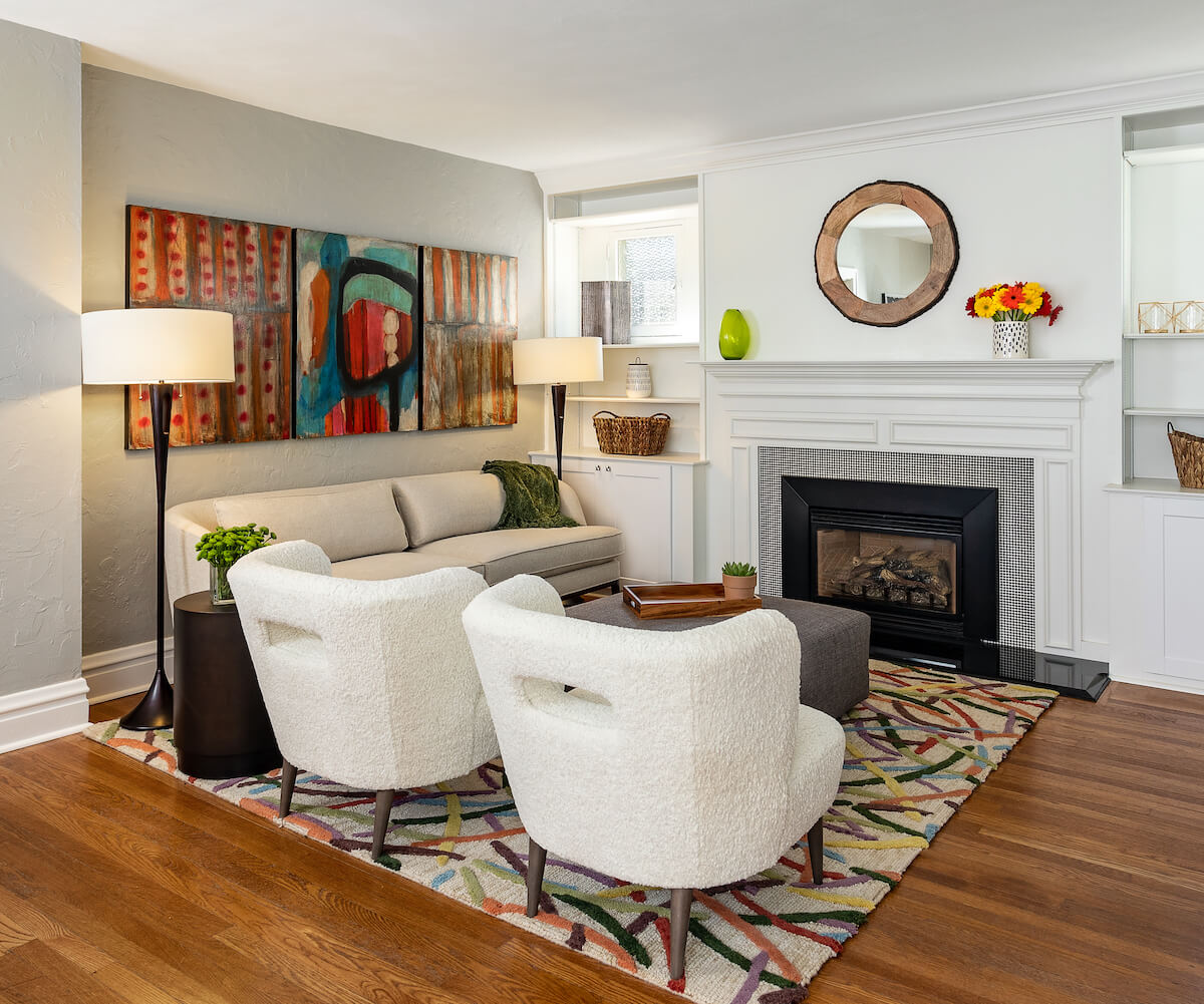 Bungalow Renovation_Living Room Bungalow Renovation, Kim Taylor and Beck/Allen Cabinetry